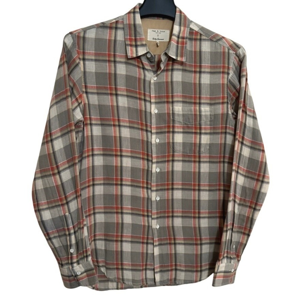 Rag & Bone Plaid Shirt Mens Small Button Down Long Sleeve Linen Blend Casual USA